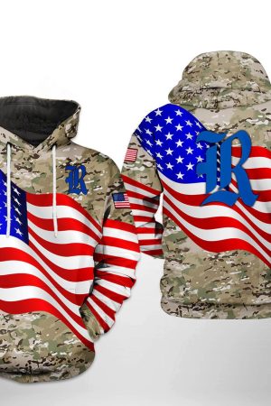 Rice Owls NCAA US Flag Camo Veteran Hoodie Genxprint