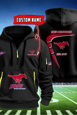 SMU Mustangs Quarter Zip Hoodie Genxprint