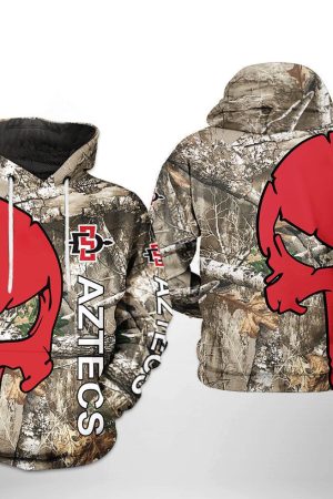 San Diego State Aztecs NCAA Camo Veteran Hunting Hoodie Genxprint