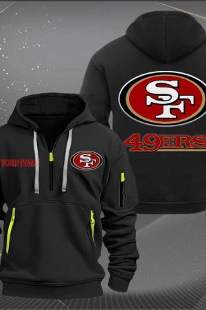 San Francisco 49ers Logo NFL Quarter Zip Hoodie Style Genxprint