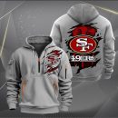 San Francisco 49ers Scratch Logo NFL Quarter Zip Hoodie Style Genxprint