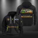 Seattle Seahawks Golden Logo NFL Quarter Zip Hoodie Genxprint