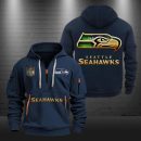 Seattle Seahawks Golden Logo NFL Quarter Zip Hoodie Genxprint