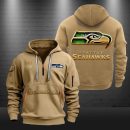 Seattle Seahawks Golden Logo NFL Quarter Zip Hoodie Genxprint