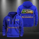 Seattle Seahawks Golden Logo NFL Quarter Zip Hoodie Genxprint