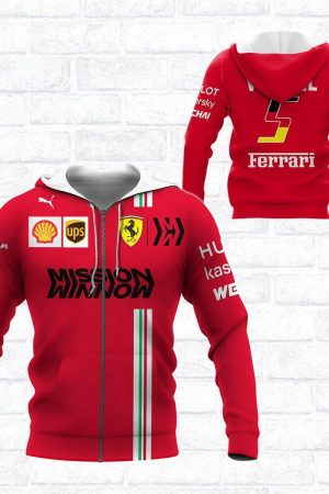 Sebastian Vettel Ferrari Racing Car F1 7k983 Fan Gift 3d Zip Hoodie Ii Genxprint