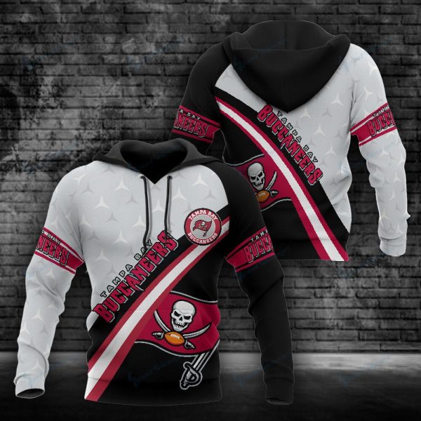 Tampa Bay Buccaneers Black White NFL Football Team Hoodie Genxprint
