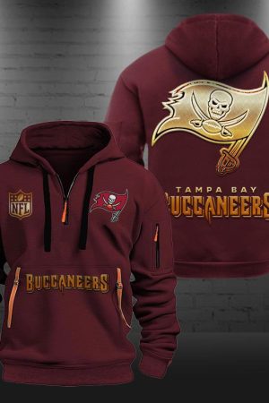 Tampa Bay Buccaneers Golden Logo NFL Quarter Zip Hoodie Genxprint