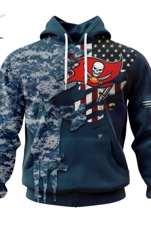 Tampa Bay Buccaneers Punisher Camo NFL Football Team Hoodie Genxprint