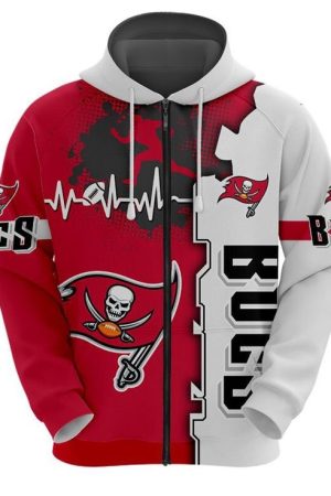 Tampa Bay Buccaneers Red White V3 NFL Football Team Hoodie Genxprint