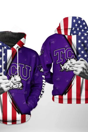 Tcu Horned Frogs NCAA US Flag Hoodie Genxprint