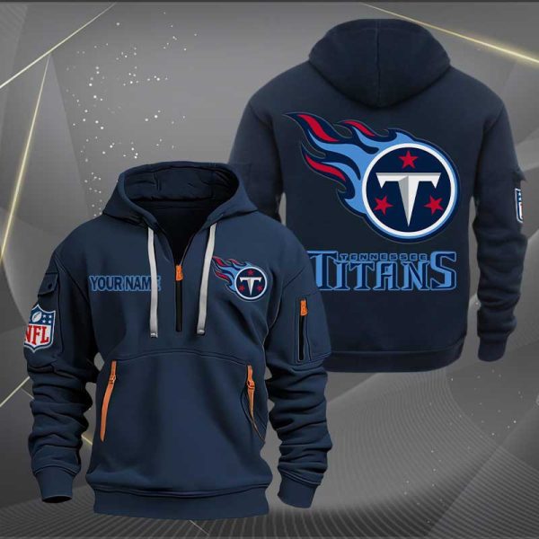 Tennessee Titans Logo NFL Quarter Zip Hoodie Style Genxprint - Image 2