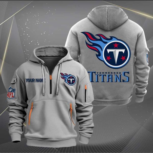 Tennessee Titans Logo NFL Quarter Zip Hoodie Style Genxprint - Image 3