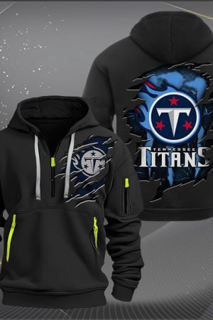 Tennessee Titans Scratch Logo NFL Quarter Zip Hoodie Style Genxprint