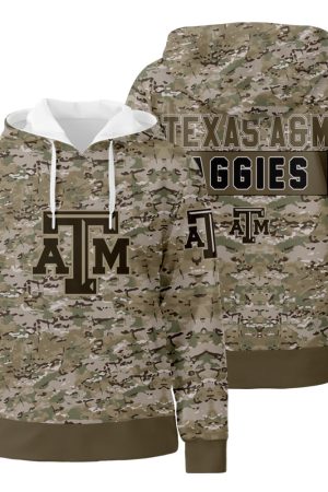 Texas AM Aggies NCAA Camo Veteran 3D All Over Print Hoodie Zip-Up Hoodie Genxprint