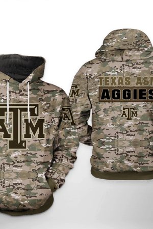 Texas A&M Aggies NCAA Camo Veteran Hoodie Genxprint