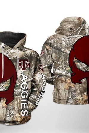 Texas A&M Aggies NCAA Camo Veteran Hunting Hoodie Genxprint