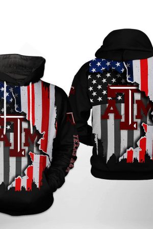 Texas A&M Aggies NCAA US Flag Hoodie Genxprint