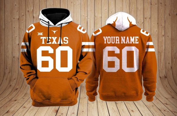 Texas Longhorns Football Custom 3D printed Sweatshirt Hoodie Zipped Hoodie Genxprint