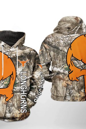 Texas Longhorns NCAA Camo Veteran Hunting Hoodie Genxprint