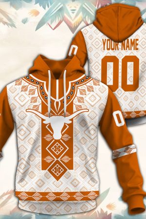 Texas Longhorns Native Tribal Custom Name And Number 3D printed Sweatshirt Hoodie Zipped Hoodie Genxprint