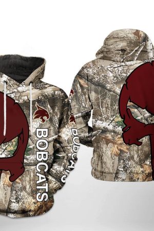 Texas State Bobcats NCAA Camo Veteran Hunting Hoodie Genxprint
