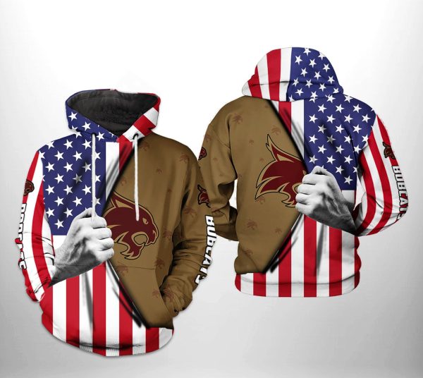 Texas State Bobcats NCAA US Flag Hoodie Genxprint