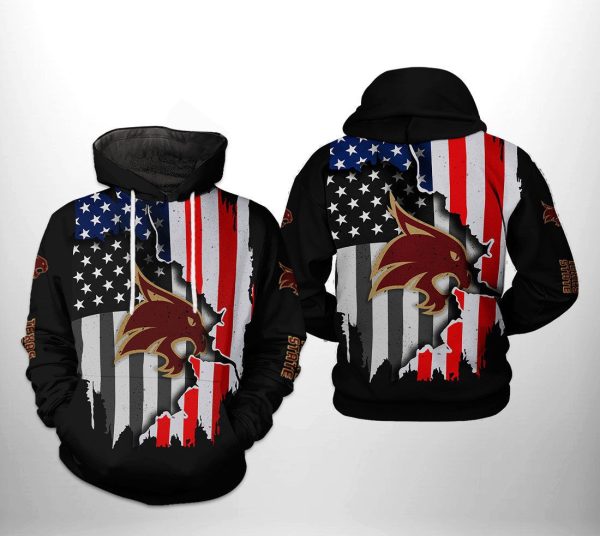 Texas State Bobcats NCAA US Flag Hoodie Genxprint