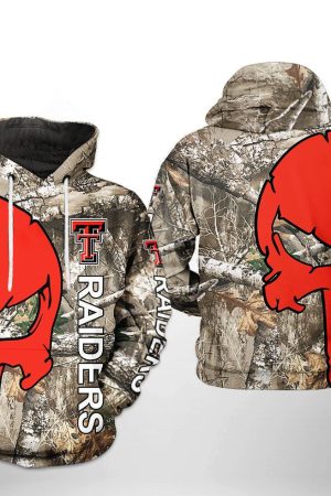 Texas Tech Red Raiders NCAA Camo Veteran Hunting Hoodie Genxprint