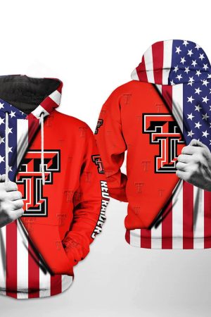 Texas Tech Red Raiders NCAA US Flag Hoodie Genxprint