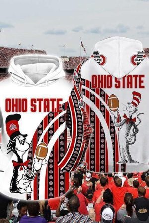 The Cat In The Hat Ohio State Buckeyes Ncaa Skull Hoodie Genxprint