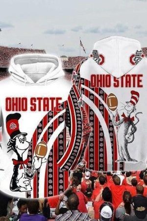 The Cat In The Hat Ohio State Buckeyes Ncaa Skull Hoodie Genxprint