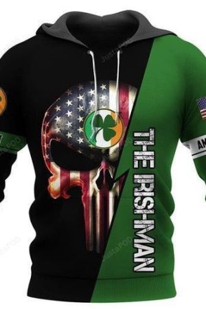 The Irishman Notre Dame Fighting Irish American Skull Hoodie Genxprint