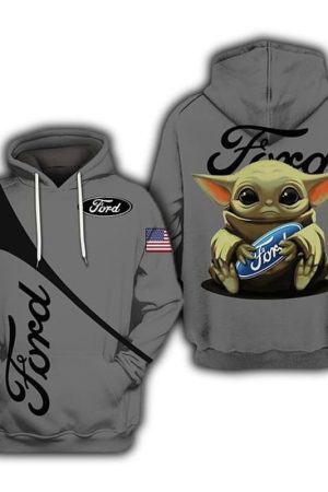 The Mandalorian Baby Yoda Holding Ford Hoodie Genxprint
