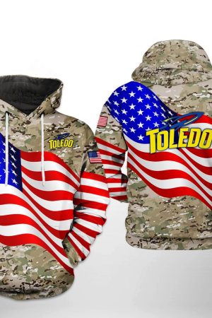 Toledo Rockets NCAA US Flag Camo Veteran Hoodie Genxprint