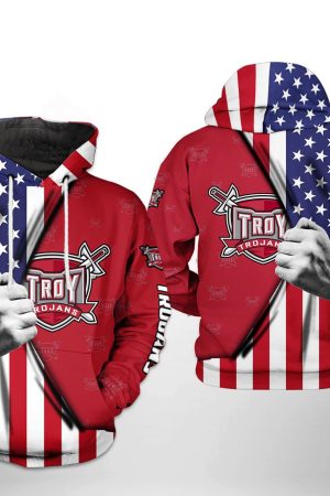 Troy Trojans NCAA US Flag Hoodie Genxprint