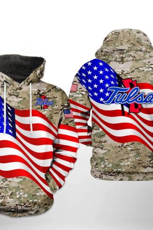 Tulsa Golden Hurricane NCAA US Flag Camo Veteran Hoodie Genxprint