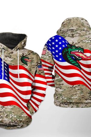 UAB Blazers NCAA US Flag Camo Veteran Hoodie Genxprint
