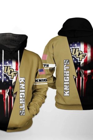 UCF Knights NCAA US Flag Skull Hoodie Genxprint