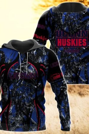 UConn Huskies Camo Hunting 3D printed Sweatshirt Hoodie Zipped Hoodie Genxprint