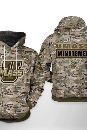 UMass Minutemen NCAA Camo Veteran Hoodie Genxprint
