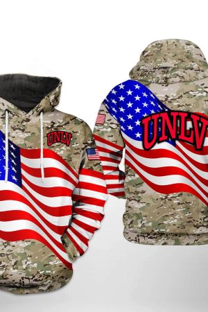 UNLV Rebels NCAA US Flag Camo Veteran Hoodie Genxprint
