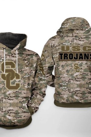 USC Trojans NCAA Camo Veteran Hoodie Zip Hoodie Genxprint