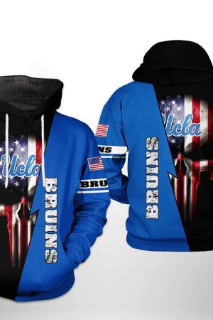 Ucla Bruins NCAA US Flag Skull Hoodie Genxprint