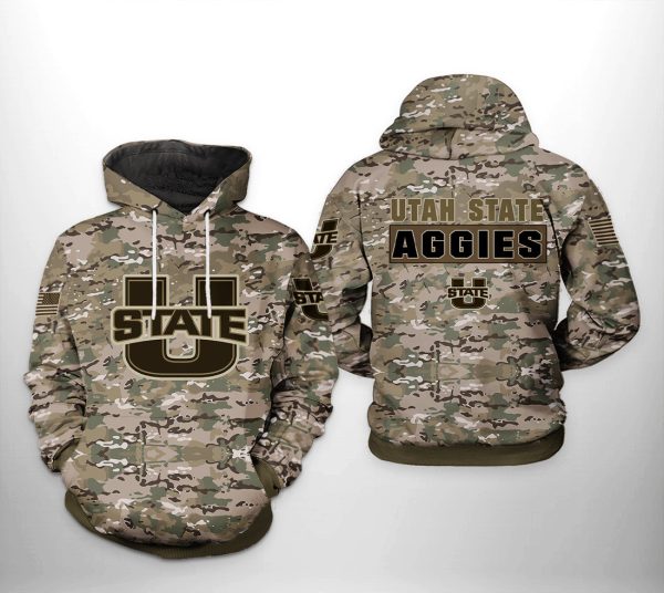 Utah State Aggies NCAA Camo Veteran Hoodie Genxprint
