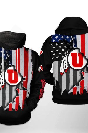 Utah Utes NCAA US Flag Hoodie Genxprint