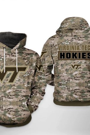 Virginia Tech Hokies NCAA Camo Veteran Hoodie Genxprint
