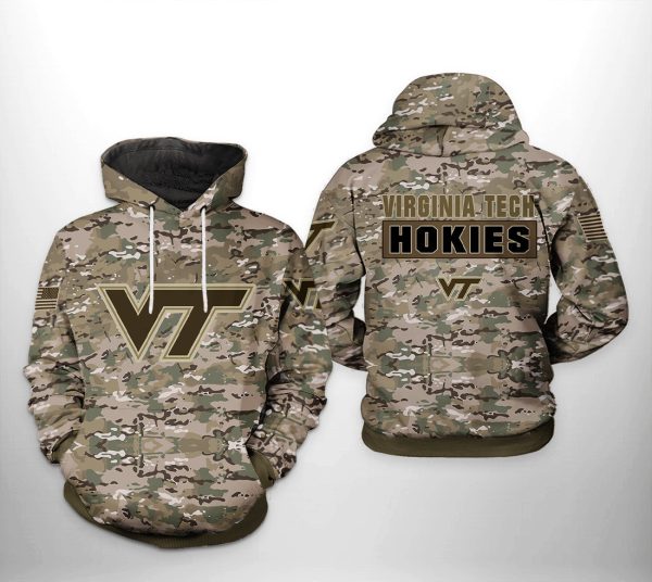 Virginia Tech Hokies NCAA Camo Veteran Hoodie Genxprint