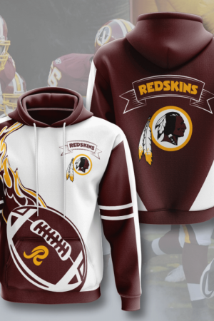 Washington Commanders Ball Fire NFL Football Team Hoodie Genxprint