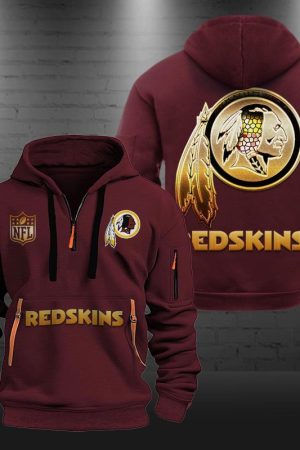 Washington Commanders Golden Logo NFL Quarter Zip Hoodie Genxprint